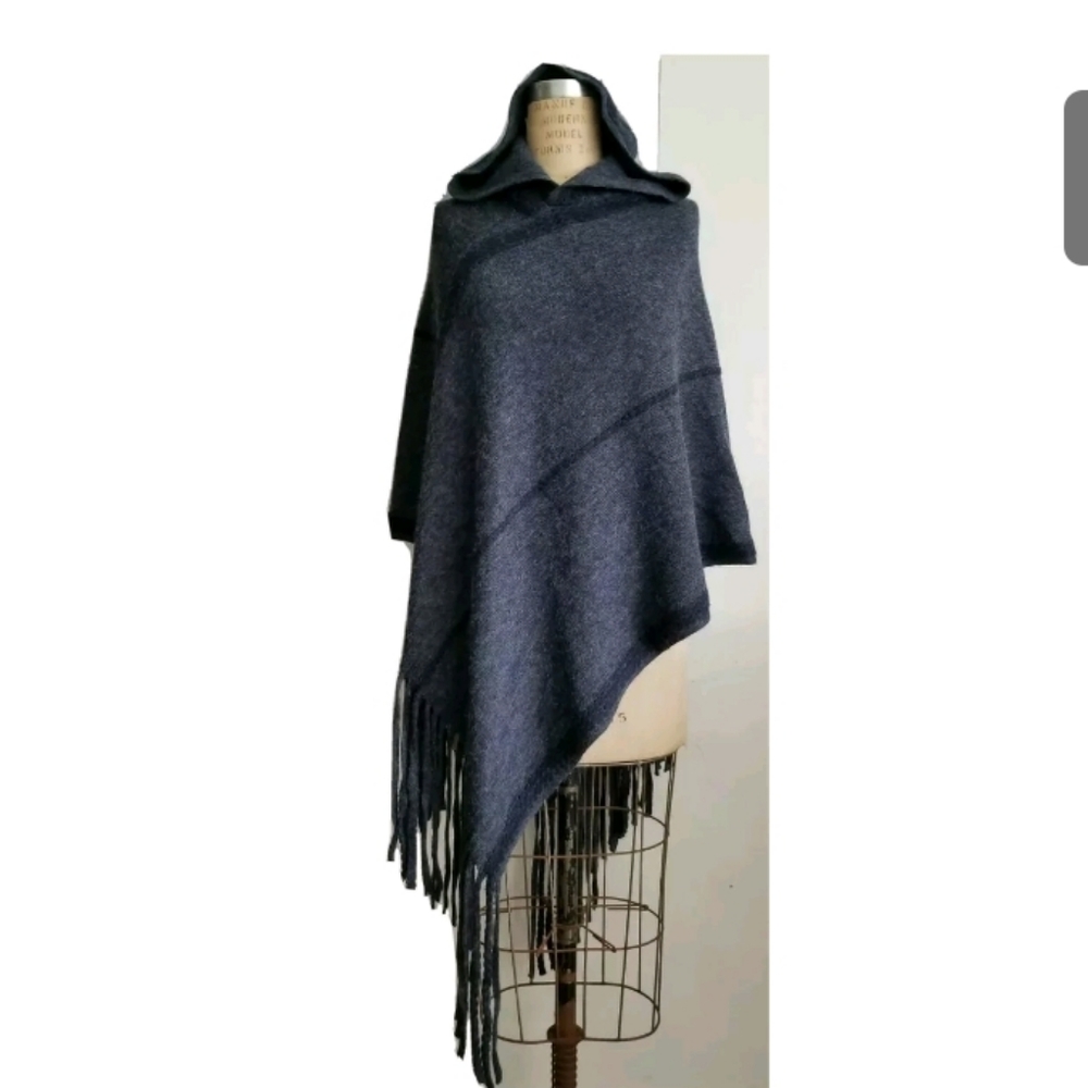 NEW Denim Blue Long Soft Asymmetric Poncho… - Picture 7 of 7